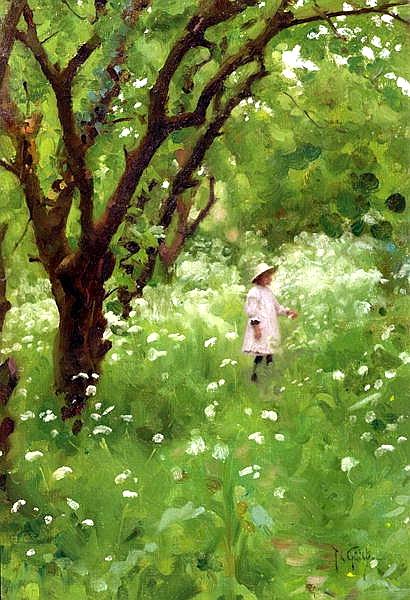 Thomas Cooper Gotch The Orchard Norge oil painting art